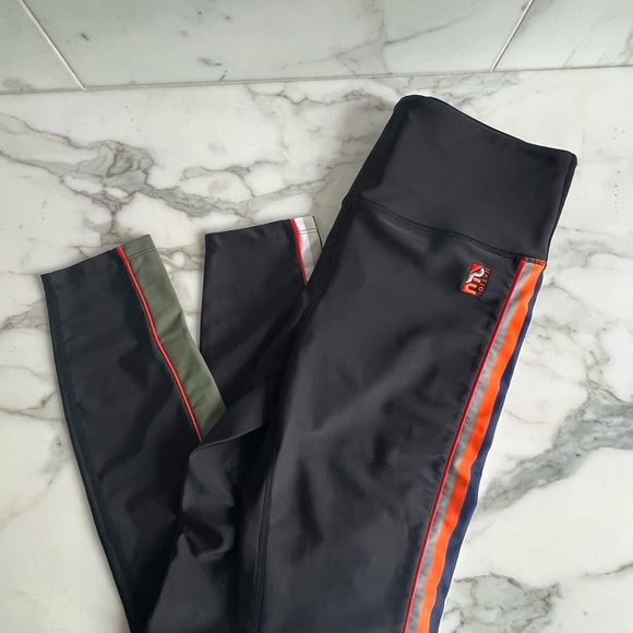 P.E Nation Black Leggings with Vibrant Stripes - Picture 2 of 3